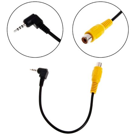Adapterikaapeli 2,5 mm:n liitin (4-nastainen) RCA:han (naaras) AV-IN GPS-navigaattorille, peruutuskameralle, AV-liitin, RCA-liitin. 20 cm