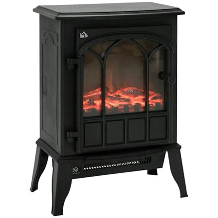 Rootz elektrisk pejs - LED Flames - 1000/2000 W - Justerbar temperatur - Lysstyrke - Metal - 39 x 23 x 56,5 cm