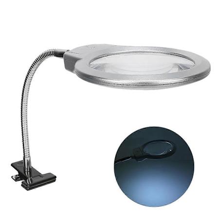 LED-suurennuslasi, kiinnitys, ABS-muovi, lukemiseen, valaistus, 2,25x/5x