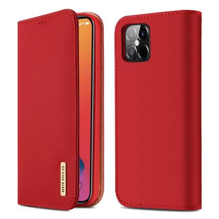 Iphone 12 Pro Max - Dux Ducis Wish Äkta Läder Fodral - Röd Red Röd