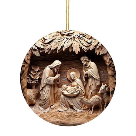Julekrybbe Ornamenter Rundt Jesu Fødsel Hengende Dekor Hellig Religiøse Gaver Kristent Juletrepynt