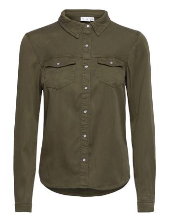 Vibista Denim Shirt/Su-Noos Langermet Skjorte Grønn Vila
