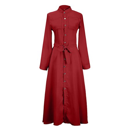 Kvinnors enkla, lediga, åtsittande skjortklänning, mjuk, bekväm och mångsidig klänning för resor utomhus