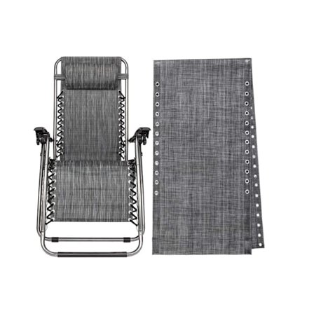 Erstatningsmateriale for stol, stoff til anti-gravitasjons lenestol med tau, stoltrekk Bungee elastisk terrassestol (svart grå)