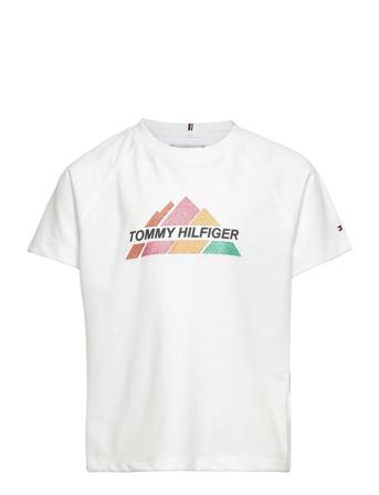 Glitter Print Tee S/S T-shirt Hvid Tommy Hilfiger