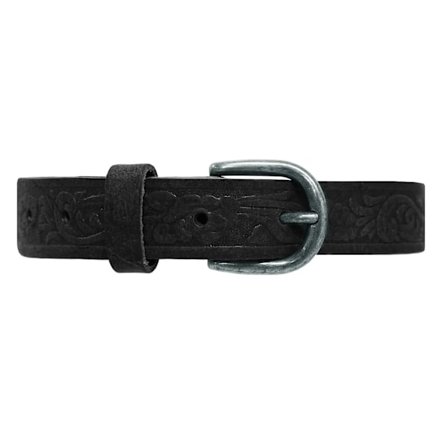 Svart 25mm damskärp i kalvläder