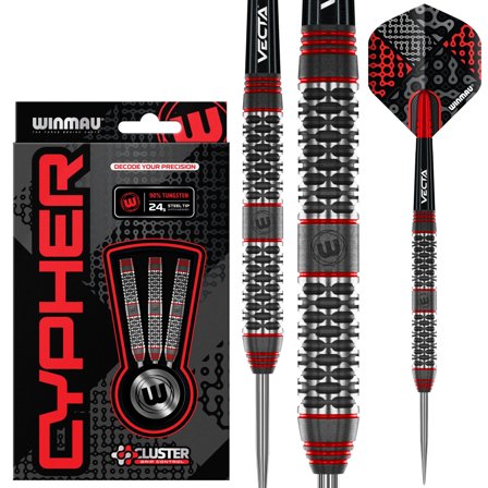 Winmau Cypher Darts 22g/24g/26g Tungsten Steel Tip - Professional Cluster Grip Control Match-Weighted Darts for Elite Players