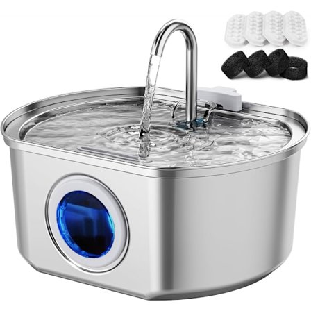 Kattevandfontæne i rustfrit stål, 3,2 l drikkefontæne til katte -XS2-