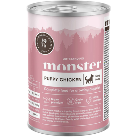 Monster Pet Food - Hund Valp Kylling/Biff Burk 400 g - Hund - Hundefôr & hundemat - Våtfôr & våtmat - ZOO.no