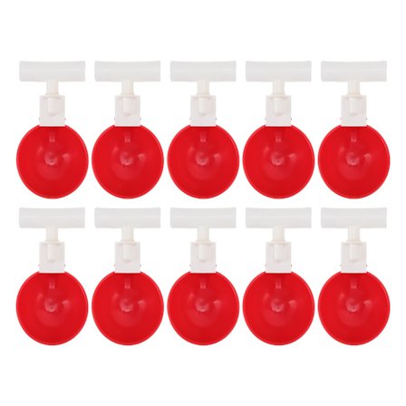 Automatisk drikkekop sæt til kyllinger, ænder, fugle og høns, rød plastikskål