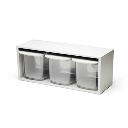 Qualy Flat Top Storage Jar Drawer Rack Set