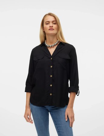 Vero Moda Vmbumpy L/S Shirt New Wvn Ga Noos - Black - XL