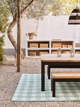 Gingham Indoor/Outdoor Rug Washable 200X300 Light Green/White Checkered