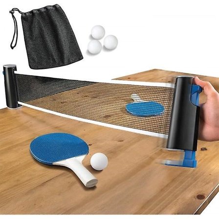 Bordtennissæt med justerbart net, der passer til alle borde{FY}