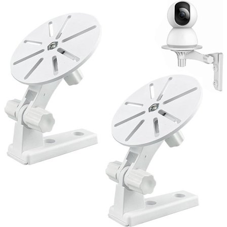 Kamerabrakett 2 stk Veggfeste med vertikal rotasjonsarm 360° justerbar vinkel Ingen punching nødvendig Kamera Veggfeste Sikkerhetskamera 48mm Hvit