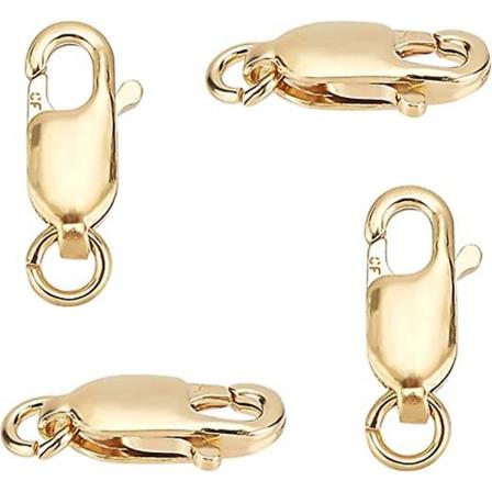 4 st 14k guldpläterade hummerklolås med öppen hoppring, 3*8mm hummerklolås för smyckestillverkning