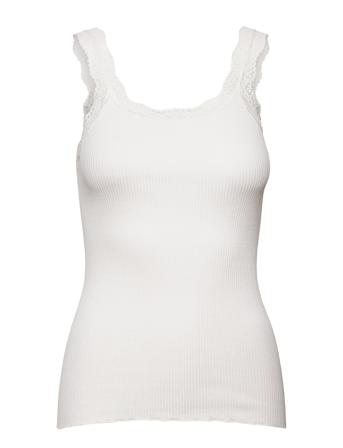 Silk Top W/Lace T-shirts & Tops Sleeveless Vit Rosemunde