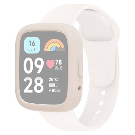 Klockfodral Xiaomi Redmi Watch 3 Lite / Watch 3 Active Skyddsram i mjuk silikon - Elfenben Vit