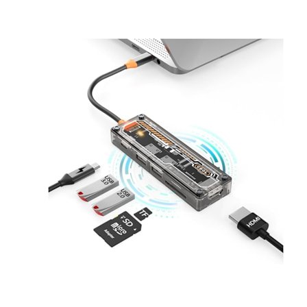 Usb C Hub Usb C Hub 6 i 1 Usb 3.0 2.0 Hdmi 4K Sd/Tf 100W Pd Dockningsstation för bärbar dator Grå YEMAESRE