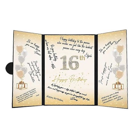 Söt 16-årsdag Dekorationer Svart och Guld, Kreativ 16-årsdag Gästbok Alternativ 16:e Födelsedag