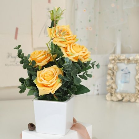 Ruukku keinotekoiset kukat keramiikka pieni bonsai keinotekoinen ruusu ruukkukasvi