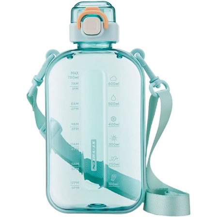 Sportsvannflaske 750ml, lekkasjesikker drikkeflaske, gymvannflaske, vannflaske med sunt materiale for reiser, piknik, camping, fotturer Cyan