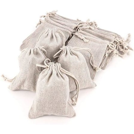 Jutepose, 10 stk. Små stofposer 9 x 12 cm Bomuldspose, Jute