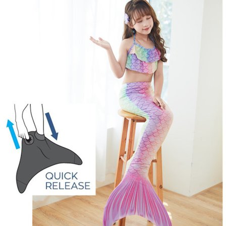 Sjöjungfrukläder, sjöjungfrudräkt för barn (med simfena) M (5-7 år)