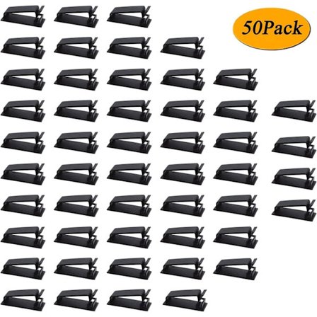 Kabelhåndtering, 50 stk selvklebende kabelorganiseringsklemmer for Ethernet-kabler og kabelhåndteringssystem for TV, PC, bærbar datamaskin, skrivebord