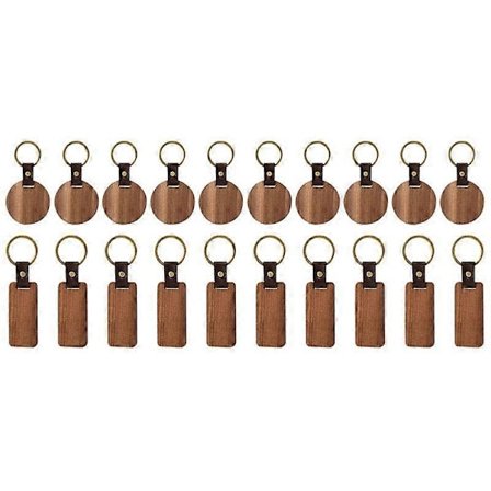 Træ Nøglering Træ Lasergravering Blanks Nøglering Læderrem Nøglering Uafsluttet Rektangel Ro