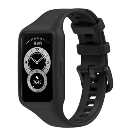 Armband - AVIZAR - Huawei Band 7 / 6 Pro / 6 / Honor Band 6 - Mjuk Silikon - Svart - Justerbar