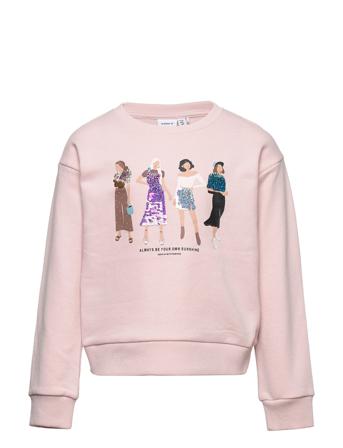 Nkfhiline Ls Boxy Swe Unb Sweat-shirt Tröja Rosa Name It