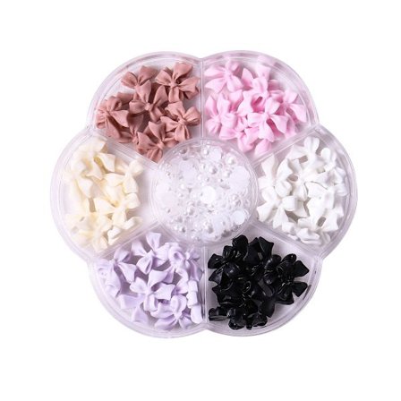 Kynsitaide Rusetti Nauha Pieni Helmi Timantti Laatikko 7 Lokeroa