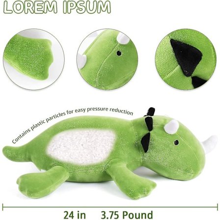 Viktad dinosaurie plyschkudde 24 tum grön dinosaurie viktad plyschdjur kudde för barn födelsedag