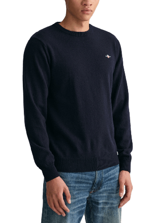 GANT Superfine Lambswool Crew Neck Sweater Tröjor Herr Blå L