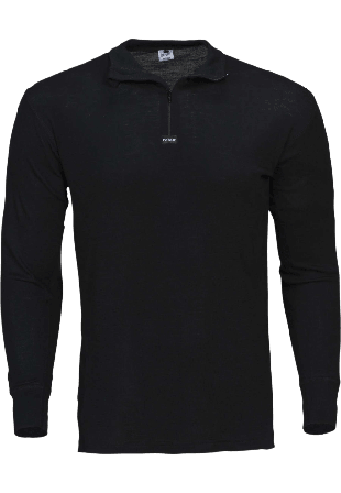 Dovre Långärmad Undertröja Med Dragkedja 100% Merinoull | Svart T-shirts Herr XXL