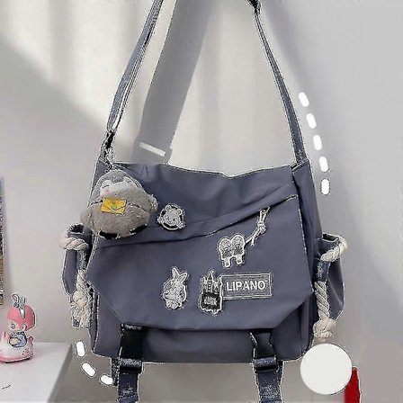 Stor Retro Messenger Bag for Menn - Lett Skulderveske med Justerbar Stropp Blå Enkeltpakke