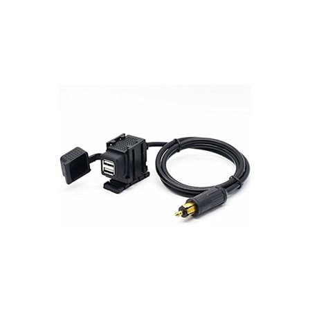 DIN Hella Motorsykkel Dobbel USB Laderkontakt Strømadapter 2.1A med 1.8m Kabel for Telefon / iPhone / GPS SatNav