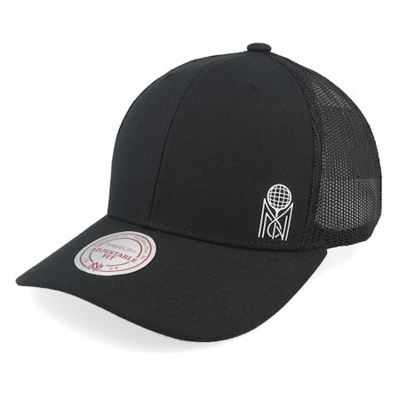 Mitchell & Ness - Zwart trucker Cap - Low Interlock Branded Black Trucker @ Hatstore