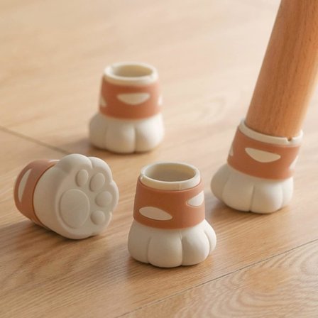 Stolebensbeskyttere i kattegrusform, Stolebensbeskyttere til at forhindre gulvskader og reducere støj, 4 stk./pakke