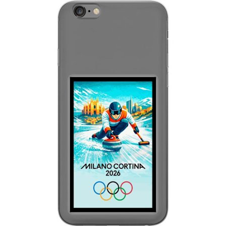 Yhteensopiva Puhelinkuori Apple iPhone 6 Plus Jääkiekkoilukuva, jossa pelaajat liikkuvat jäällä, Milano Cortina 2026, Milanin maamerkit ja olympi