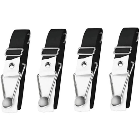 Lagenholder fastgørelseselement klemmer justerbare monterede stropper gribere seler sorte 4 stk lagenspændere
