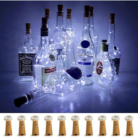 10-pack Vinflaskeljus med Kork, 10 LED Batteridrivna