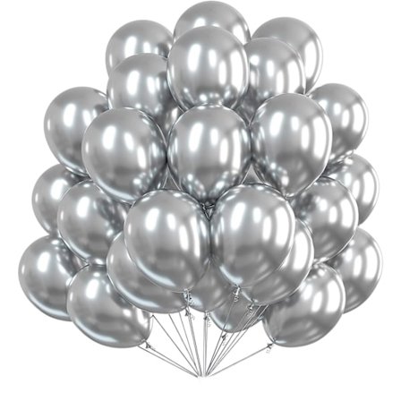Silverballonger, 70 st 10 tum Metalliska Ballonger Silver Metallic Ba