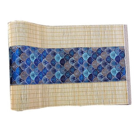 Bambus bordløber i asiatisk stil, retro bordmåtte, velegnet til køkken-, spisestue- og soveværelsesdekoration. Kongeblå