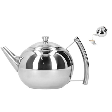 2L te- och kaffebryggare i rostfritt stål med löstagbart bryggfilter för bryggning av lösbladste