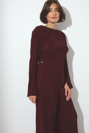 NA-KD Bluse mit Seitenschlitz - Blusen - Burgundy - EU 40