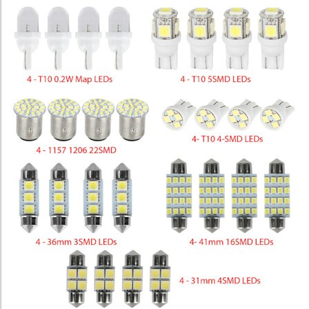28 stk. T10 LED-bilpære (hvid), Universal Car LED SMD-pærer Kit I
