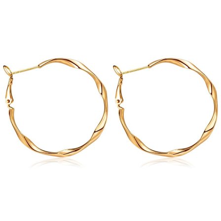 Guldörhängen, rundrördesign, blankpolerad finish med klicklås