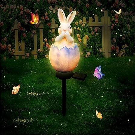 Hagefigur Søt Kanin Vanntett Påske Dekorativ Utendørs Solcellelys for Sti, Patio, Hage, Gangvei, Hage, Dekk, Plen, Hagefest (B